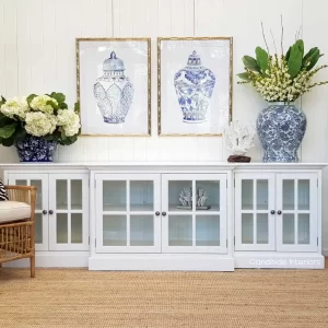 Elegant living room featuring Hamptons style interior design with soft neutral tones and coastal accents.